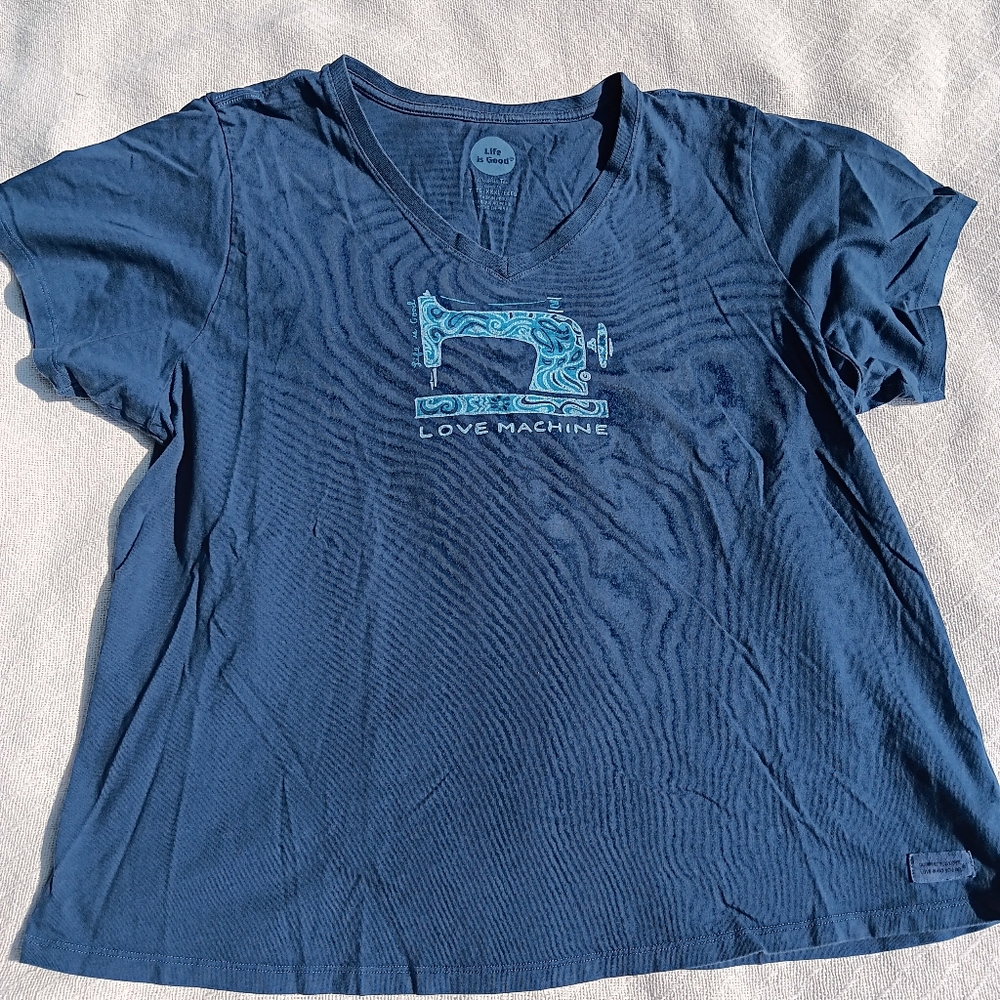 Machine Navy Blue Graphic V‑Neck Tee